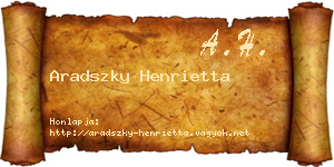 Aradszky Henrietta névjegykártya